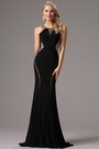 Black Formal Gown with Beaded Plunging Back