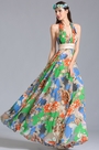 Robe de soirée d'été dos nu à imprimé floral