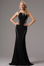 Black Formal Gown with Beaded Plunging Back