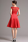 Lace  Ausschnitt Rot Knielang Party-Kleid