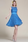 Blau Spitze Brautjungferkleid Cocktail Kleid