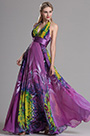 Halter Plunging Floral A Line Prom Evening Dress