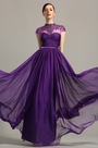 robe de soirée longue fluide violette dentelle