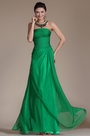 2014 New Green Strapless Pleated Evening Gown