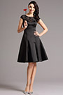 Capped Sleeves Lace Neck Black Cocktail Dress Party Dress