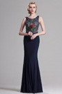 Dark blue Sleeveless Beaded Bodice Prom Dress