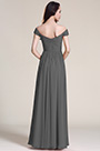 Off Shoulder Pleated Bodice Grey Bridesmaid Dress Evening Dress