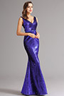 Robe de soirée sirène V col sans manche avec sequins