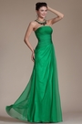 2014 New Green Strapless Pleated Evening Gown
