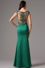 Robe de Soirée Verte Magnifique Broderie Col en V