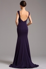 Elegant Purple Formal Gown with Illusion Plunging Neck