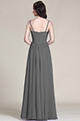 Серое Вечернее Платье с V Декольте