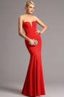 Trägerlos V Ausschnitt Rot Prom Formal Kleid