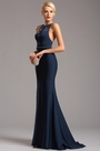 Тёмно Синее Вечернее Платье без Рукава