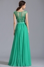 Robe de soirée longue verte fente sexy broderie ajourée