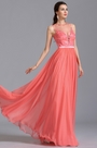Vestido de Fiesta Coral Largo Una Línea Transparent