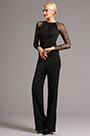 Stilvoll Spitze Lang Ärmel Schwarz Jumpsuit