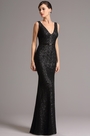 Stunning Black Sequin Formal Gown with Plunging Back