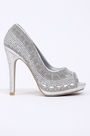 Plata Tacones Altos Cristales Decorados