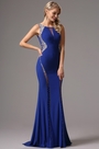 Plunging V Back Beaded Blue Prom Dress Formal Gown
