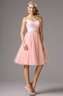 Ärmellos Ausschnitt Pink Cocktailkleid PartyKleid