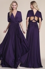 Robe de soirée longue violette pour mariage transformable