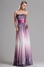Robe de Soirée Imprimée Floral A Line Sans Bretelle Violet