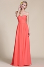 Robe corail de demoiselle d'honneur longue bustier