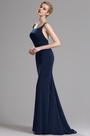 Navy Blue Strapped Mermaid Evening Prom Dress