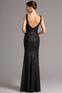 Stunning Black Sequin Formal Gown with Plunging Back