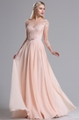 Розовое Вечернее Платье с 3/4 Рукавами