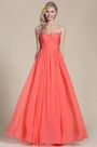 Robe corail de demoiselle d'honneur longue bustier