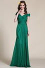 Robe de soirée longue verte décolleté en V chic et élégante