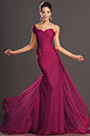 Elegant One Shoulder Dark Red Evening Dress
