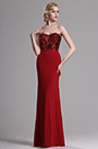 Red Strapless Sweetheart Sequin Evening Formal Gown