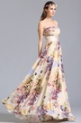 Strapless Flat Neckline Printed Dress Summer Floral Dress
