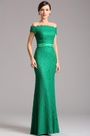 Elegant Auf-Schulter Grün Overlace Formal Kleid