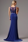 Sleeveless Beaded  Blue Prom Gown Formal Dress