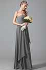Strapless Grey Bridesmaid Dress With Asymmetric Hem