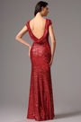 Stunning Cowl Back Sequin Red Formal Dress