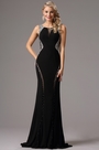 Black Formal Gown with Beaded Plunging Back