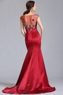 Cap Sleeves Burgundy Embroidered Evening Dress Formal Dress