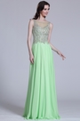 Elegant Sleeveless Beaded Mint Evening Dress