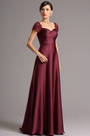 Bestickt Kappe Ärmel Bordeaux Lang Formal Kleid