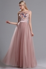 Blush Ausschnitt Mit Stickerei Tülle-Kleid