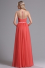 Koralle Tiefer V-Ausschinitt Brautjungferkleid