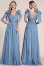 A Linie Blau Brautjungfer Kleid Abendkleid