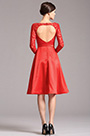 Stunning Red Party Dress with Long Lace Sleeves