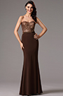 Strapless Sequin Bodice Coffee Bridesmaid Dress Evening Dress