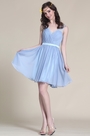 Robe cocktail/demoiselle d'honneur bleu sans manche col V